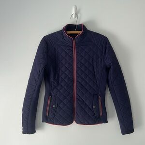 Navy Quilted Jacket with Pink Trim - Fur Lined